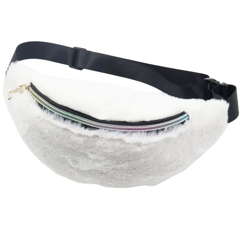 White Faux Fur Fanny Pack for Adults