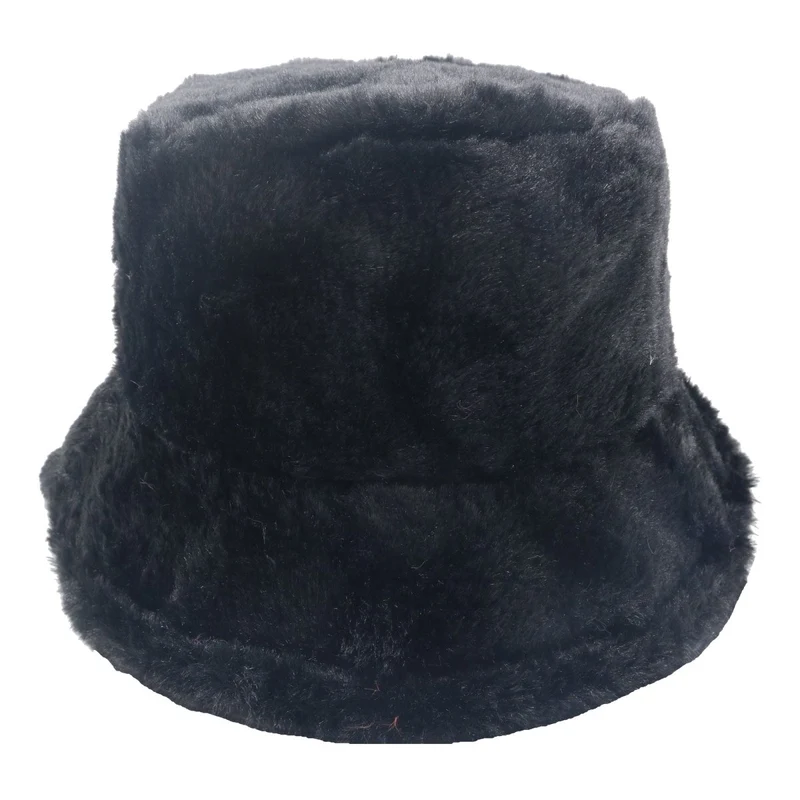 Black Faux Fur Hat for Adults