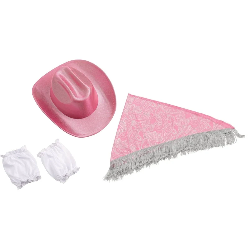Sparkle Cowgirl Costume for Adults, Pink Dress with Belt