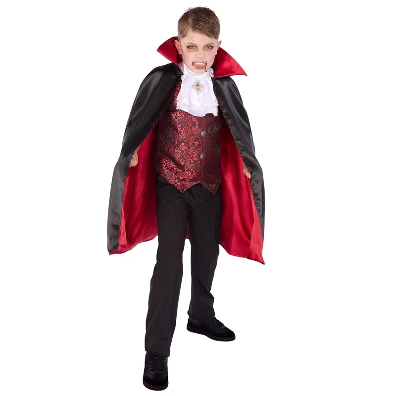 Classic Vampire Costume for Kids, Vest, Tie and Cape