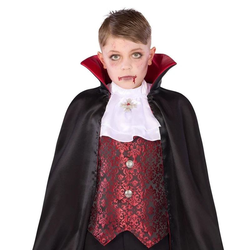Classic Vampire Costume for Kids, Vest, Tie and Cape