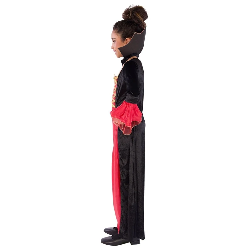 Victorian Vampire Costume for Kids, Black and Red Dress