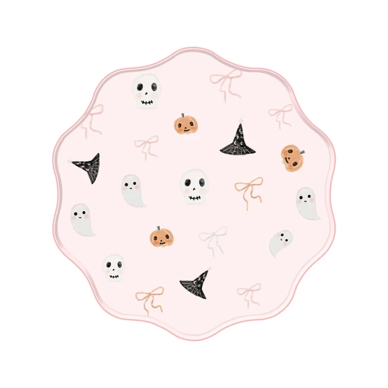 Frightfully Adorable Large Scalloped Lunch Paper Plates, 10 Inches, 8 Count