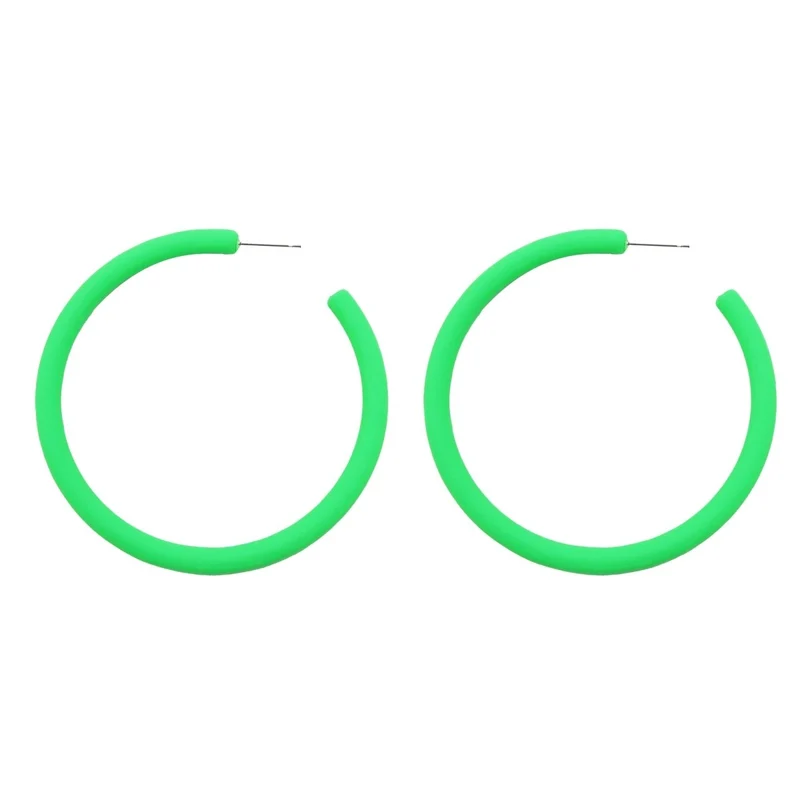 Neon Lime Green Hoop Earrings, 2 Count
