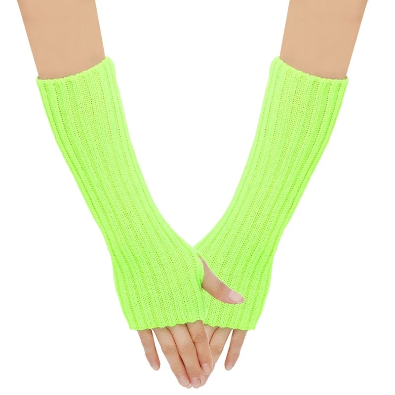 Neon Yellow 80s Gloves for Adults