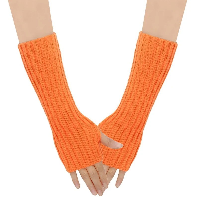 Neon Orange 80s Gloves for Adults