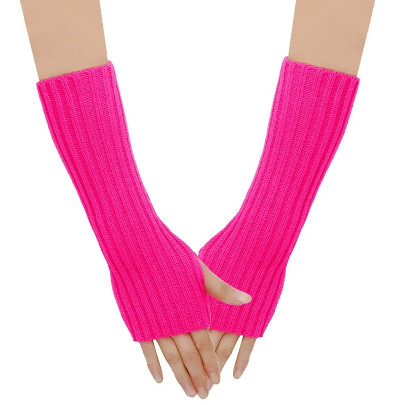 Neon Pink 80s Gloves for Adults