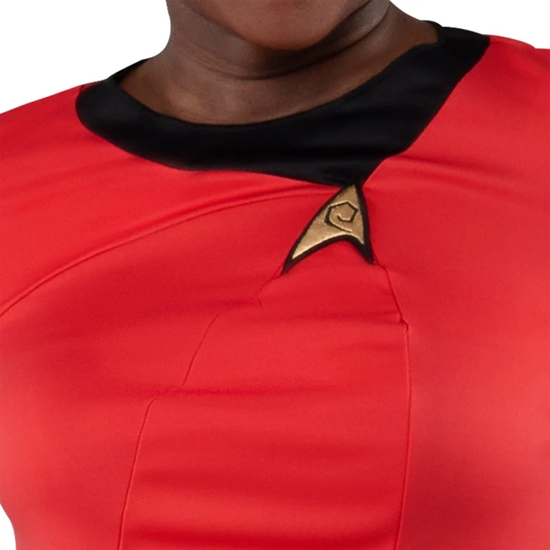 Nyota Uhura Costume for Adults, Star Trek, Red and Earrings