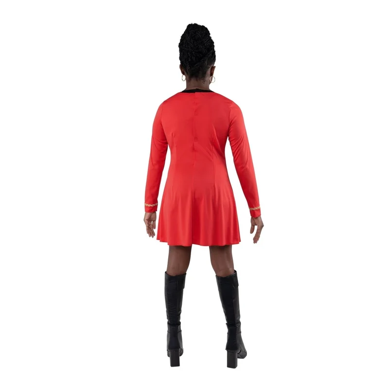 Nyota Uhura Costume for Adults, Star Trek, Red and Earrings