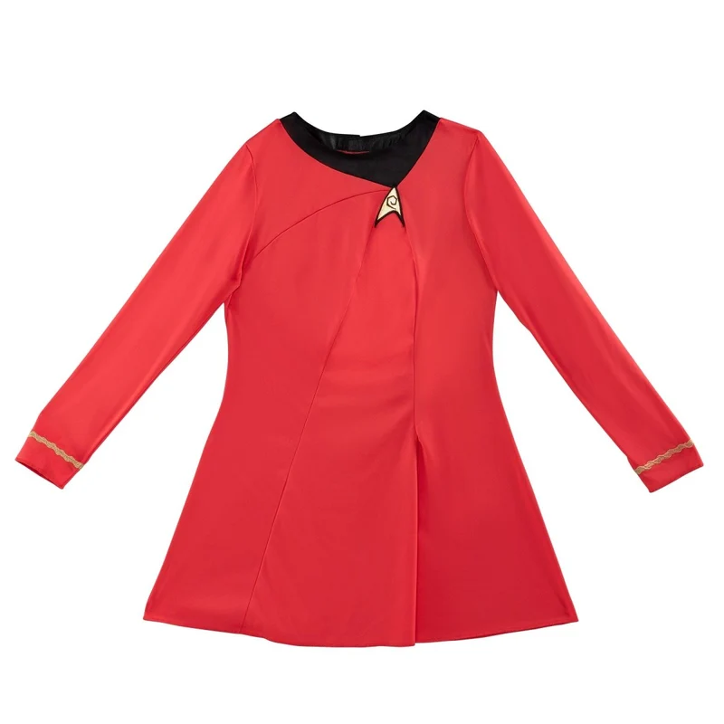 Nyota Uhura Costume for Adults, Star Trek, Red and Earrings