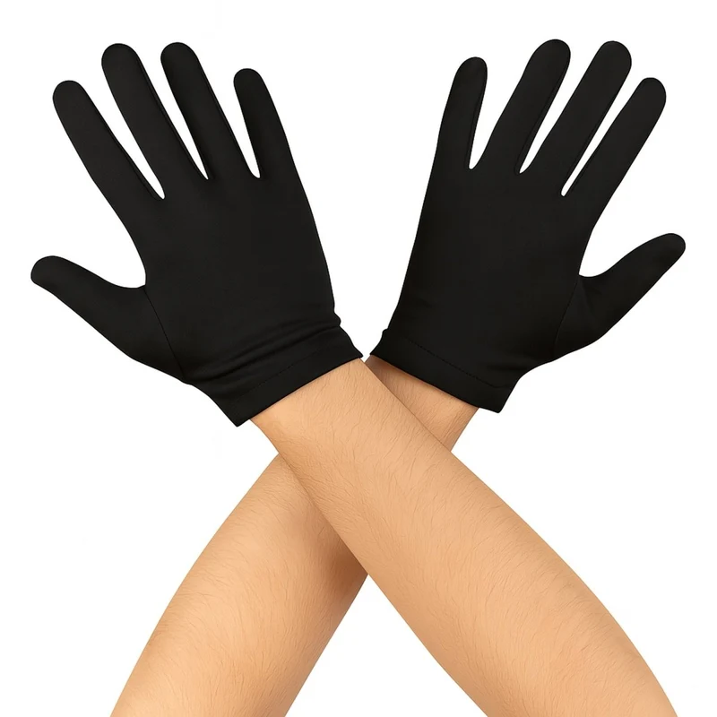 Black Short Polyester Gloves for Adults
