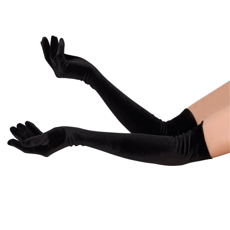 Black Long Velvet Gloves for Adults