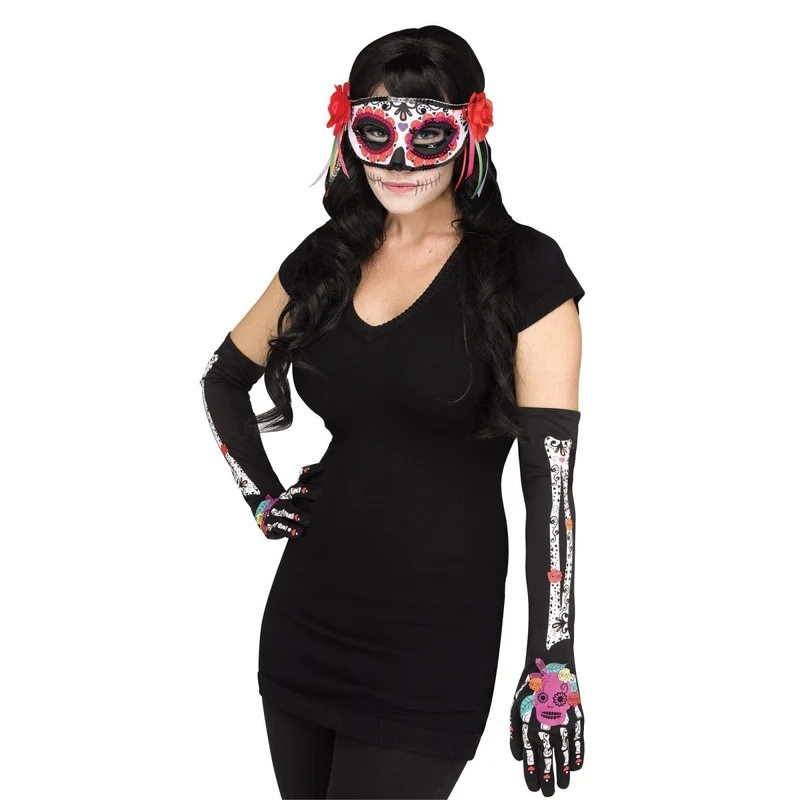 Day of the Dead Accessory Kit for Adults, Mask and Gloves