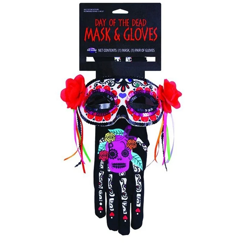 Day of the Dead Accessory Kit for Adults, Mask and Gloves