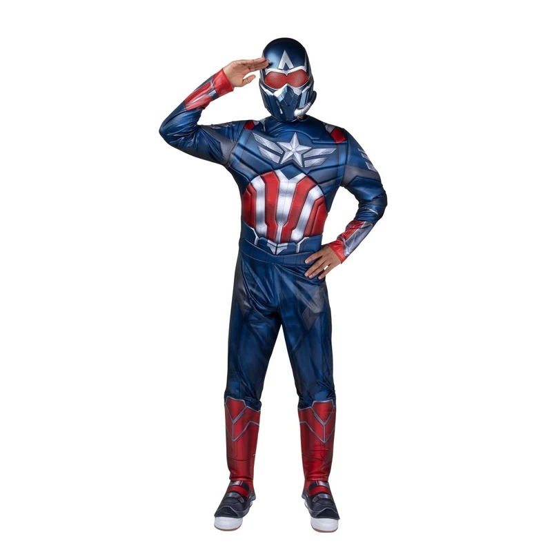 Sam Wilson Captain America Qualux Costume for Adults, Marvel, Padded Jumpsuit