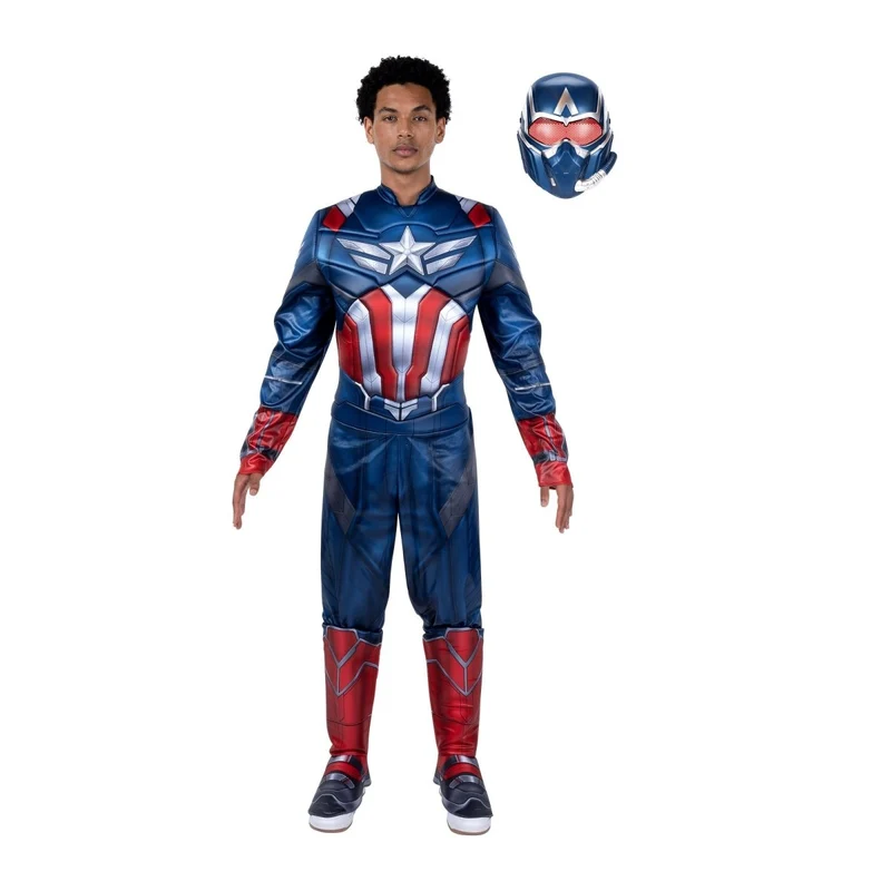 Sam Wilson Captain America Qualux Costume for Adults, Marvel, Padded Jumpsuit