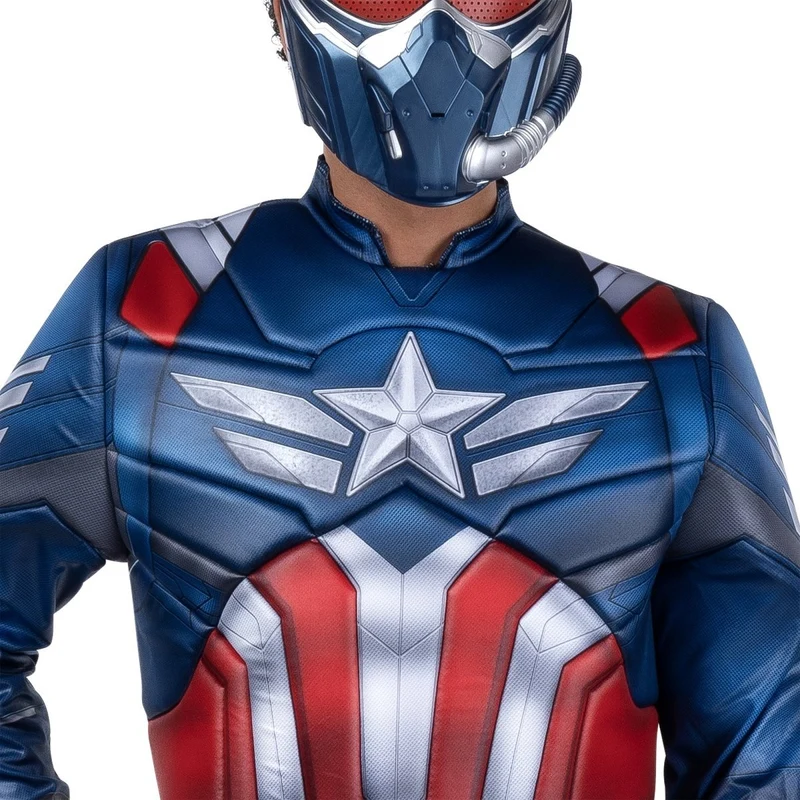 Sam Wilson Captain America Qualux Costume for Adults, Marvel, Padded Jumpsuit
