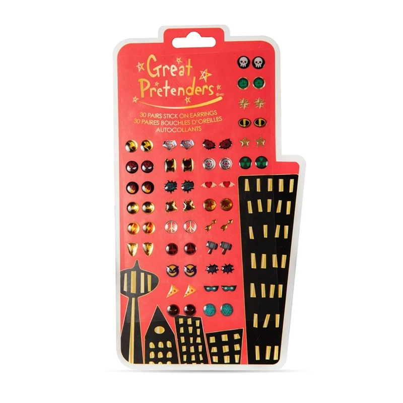 Superhero Sticker Earrings, 30 Count