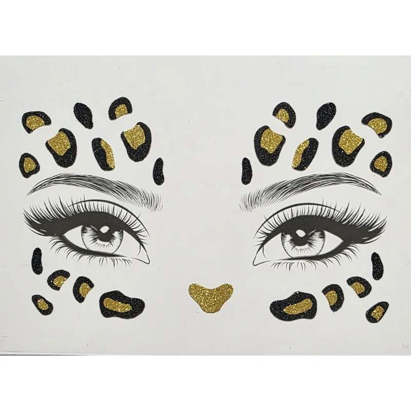 Cheetah Face Art Crystal Stickers, 1 Count