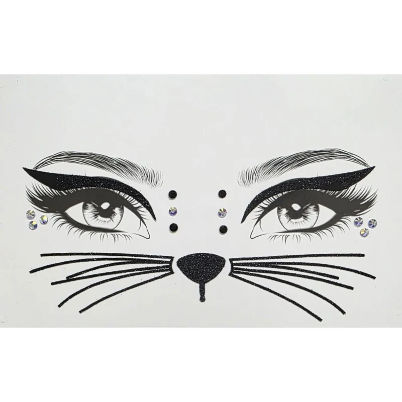 Kitty Cat Face Art Crystal Stickers, 1 Count