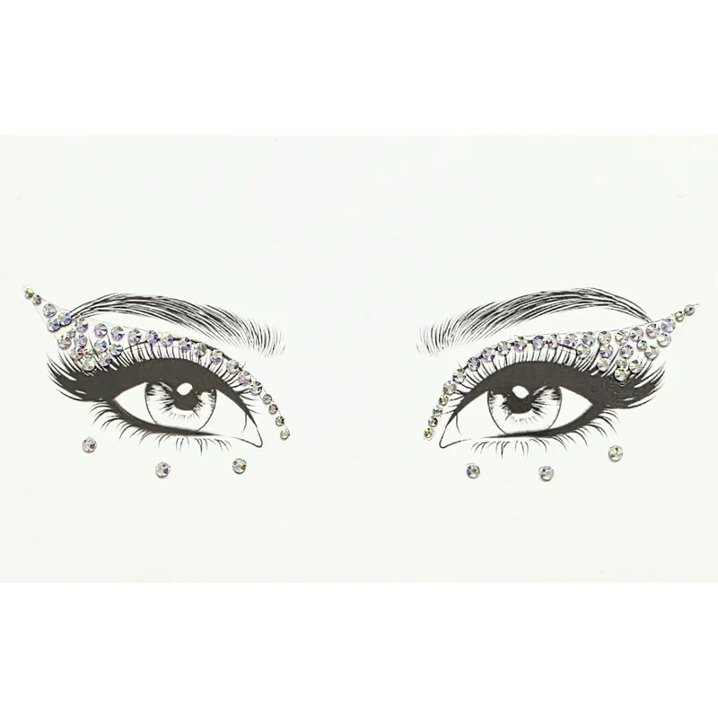 Iridescent Eyeshadow Face Art Crystal Stickers, 1 Count