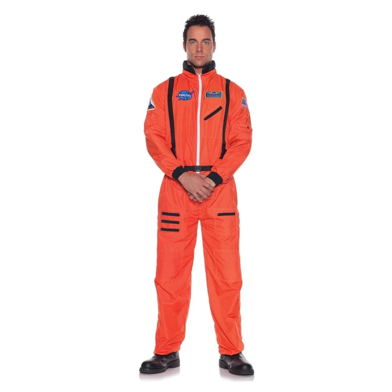 Astronaut Costume for Adults, Orange Jumpsuit with Patches