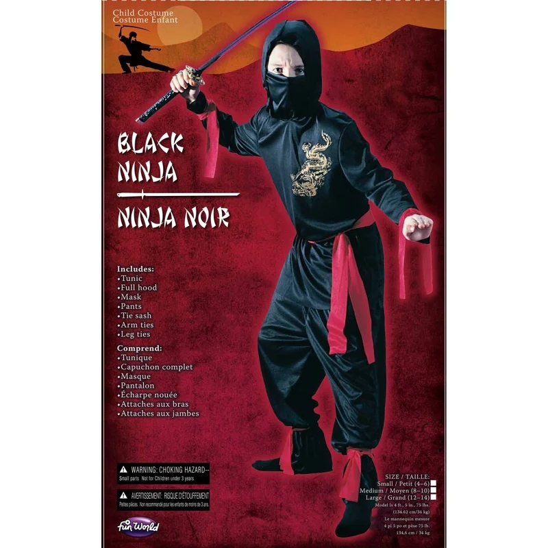 Black Ninja Costume for Kids