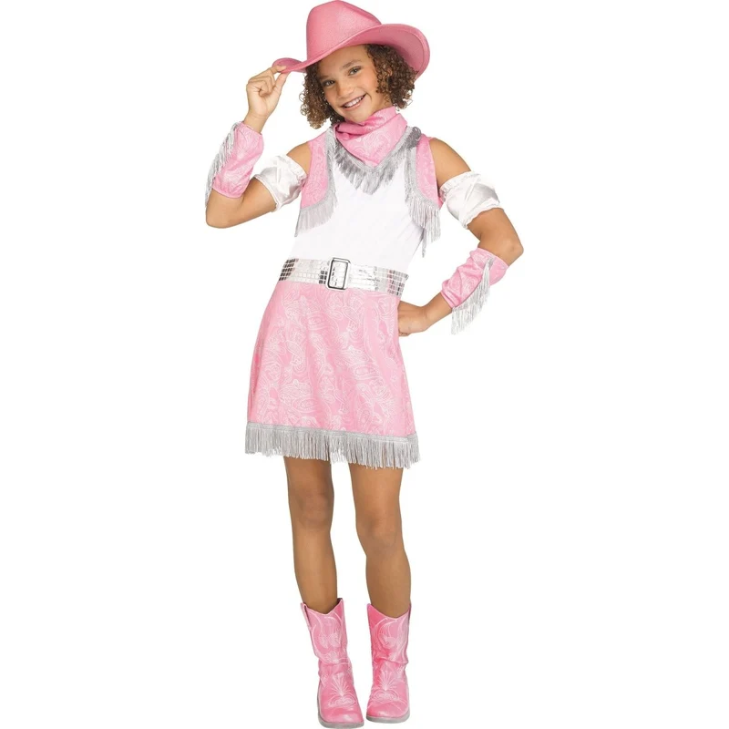 Sparkle Cowgirl Costume for Kids, Pink and White Dress