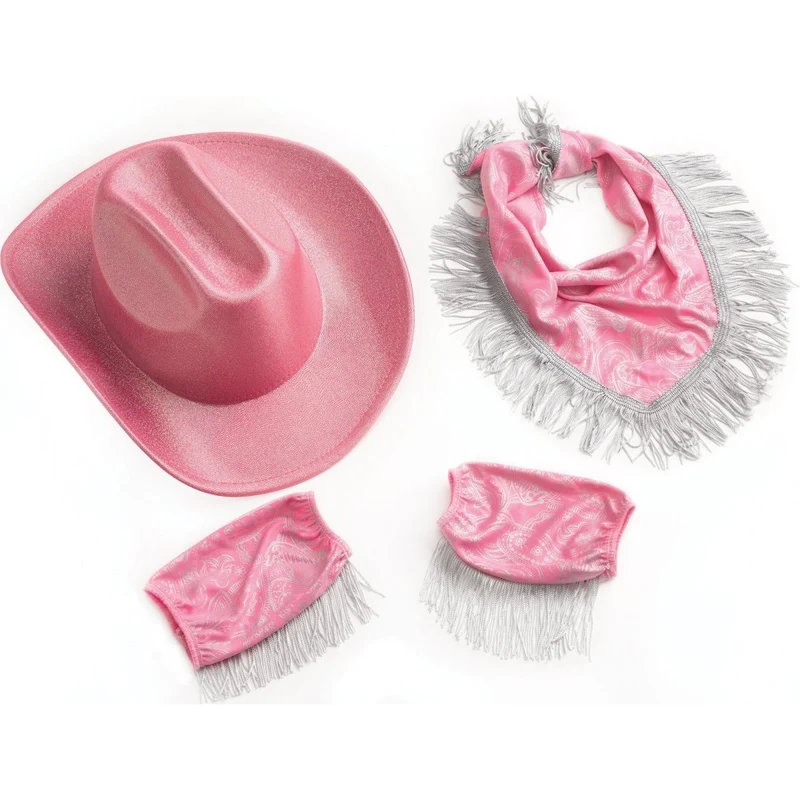 Sparkle Cowgirl Costume for Kids, Pink and White Dress