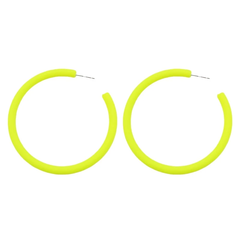 Neon Yellow Hoop Earrings, 2 Count