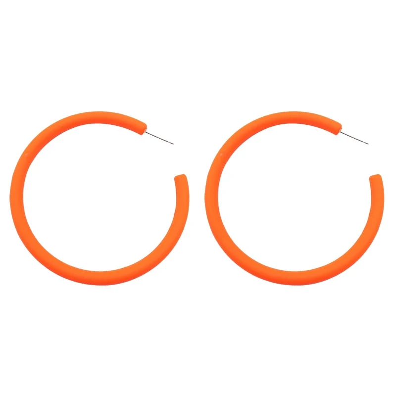 Neon Orange Hoop Earrings, 2 Count