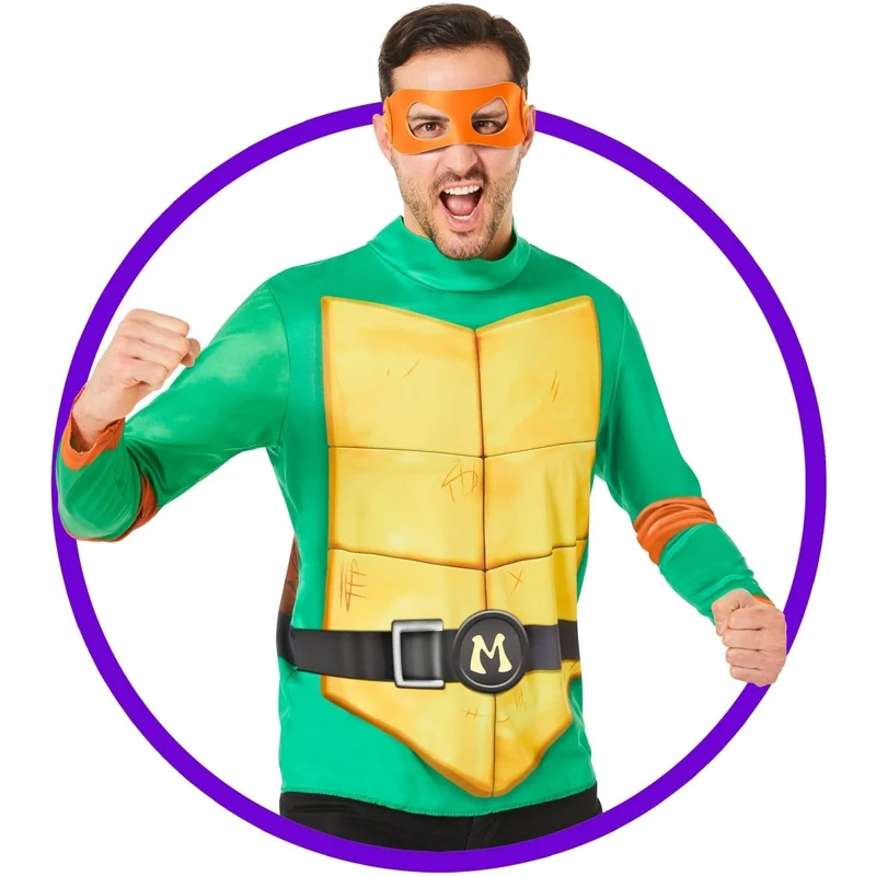 Teenage Mutant Ninja Turtles Mikey Wear Kit for Adults, Shirt and Mask
