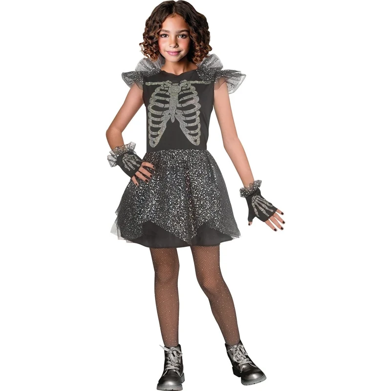 Skele-Bling Costume for Kids, Glitter Dress