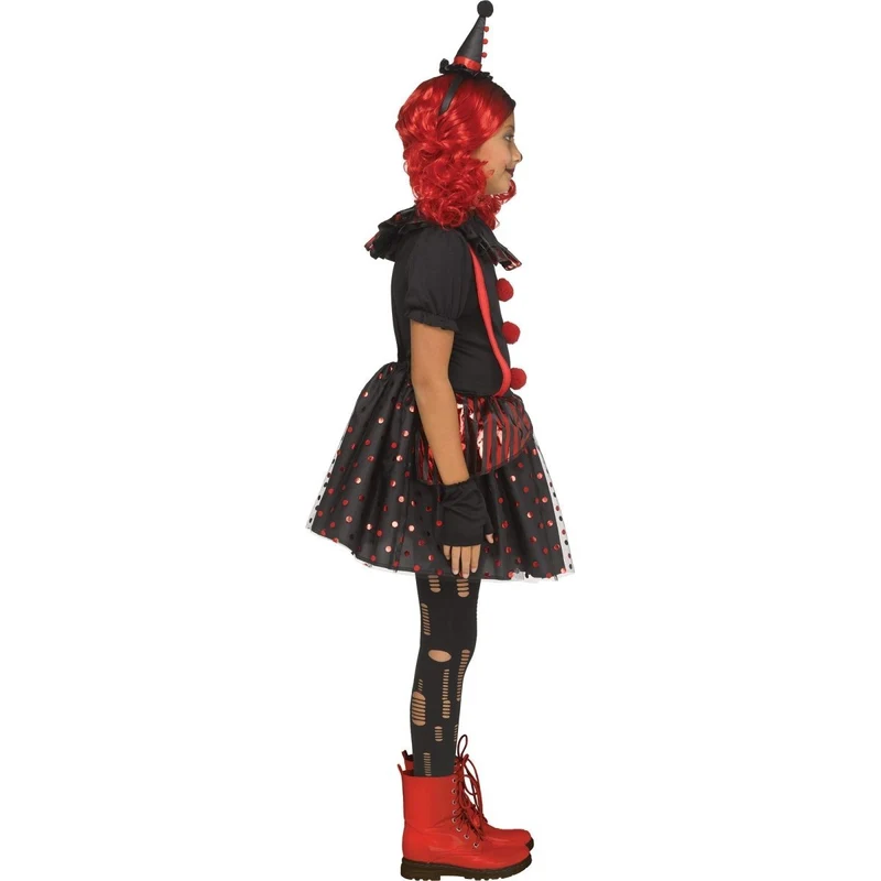 Chrome Clown Costume for Kids, Black and Red Dress