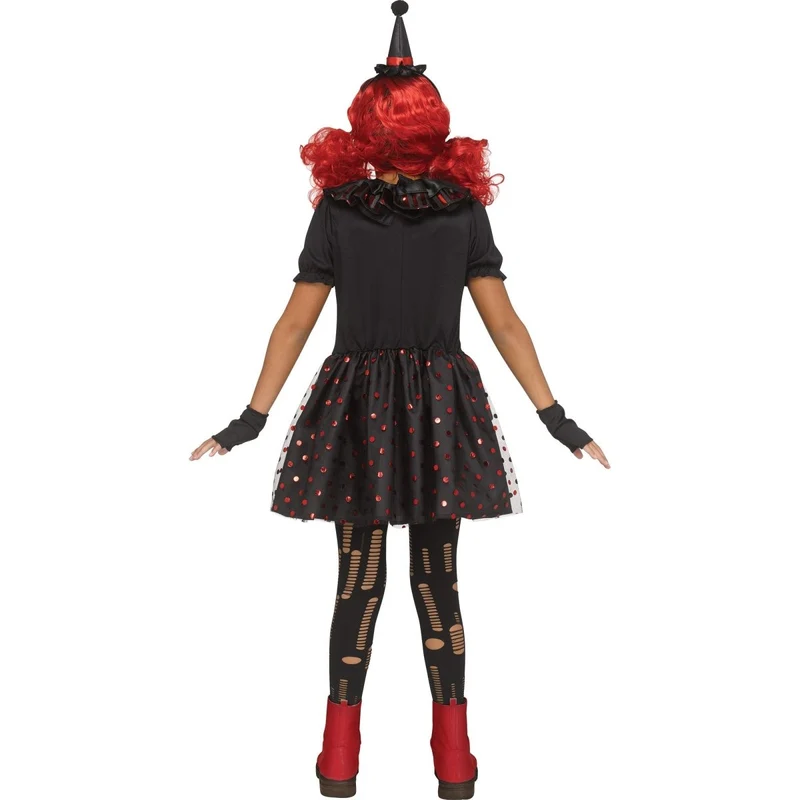 Chrome Clown Costume for Kids, Black and Red Dress