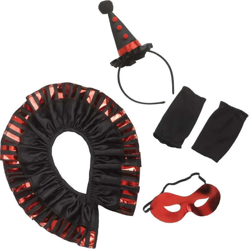 Chrome Clown Costume for Kids, Black and Red Dress