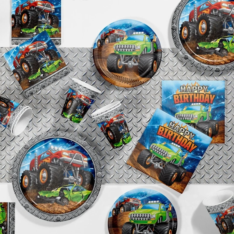 Monster Truck Rally Birthday Favour Cup, 16 Oz, 1 Count