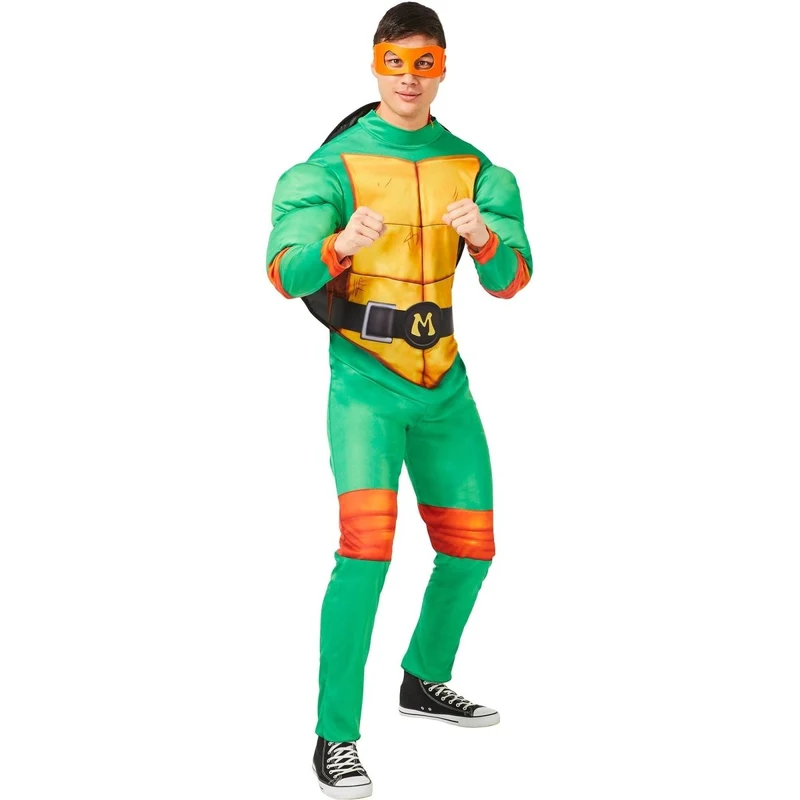 Teenage Mutant Ninja Turtles Mikey Costume for Adults, Jumpsuit, Shell and Mask