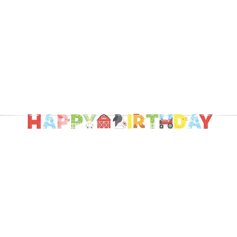 Farm Animals Happy Birthday Letter Banner, 1 Count