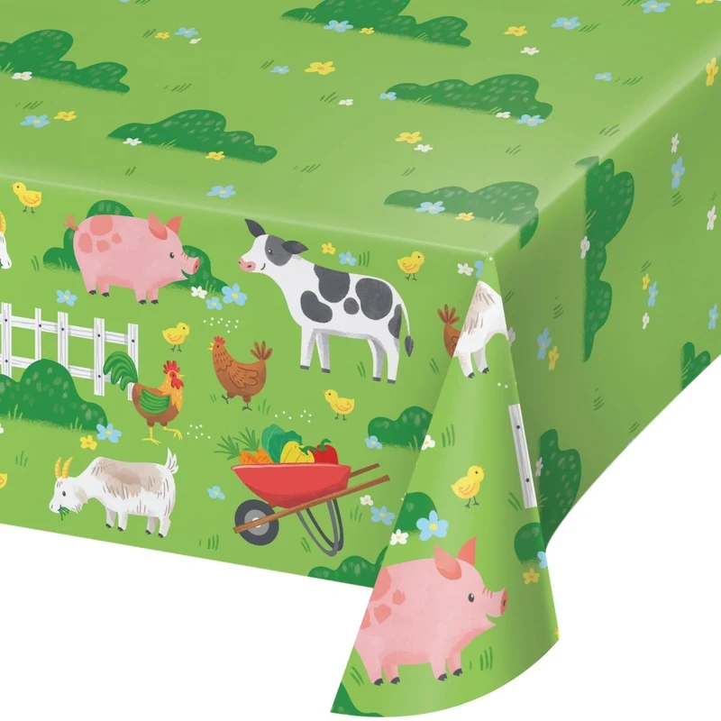 Farm Animals Birthday Rectangular Paper Table Cover, 54 x 102 Inches, 1 Count