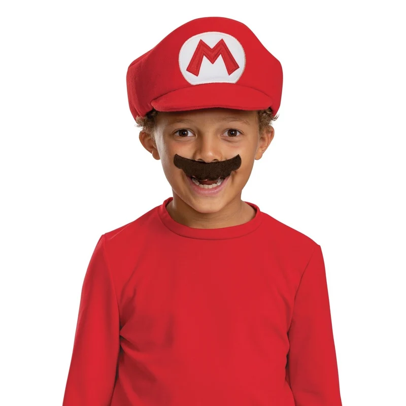 Mario Hat and Mustache for Kids, Super Mario Bros