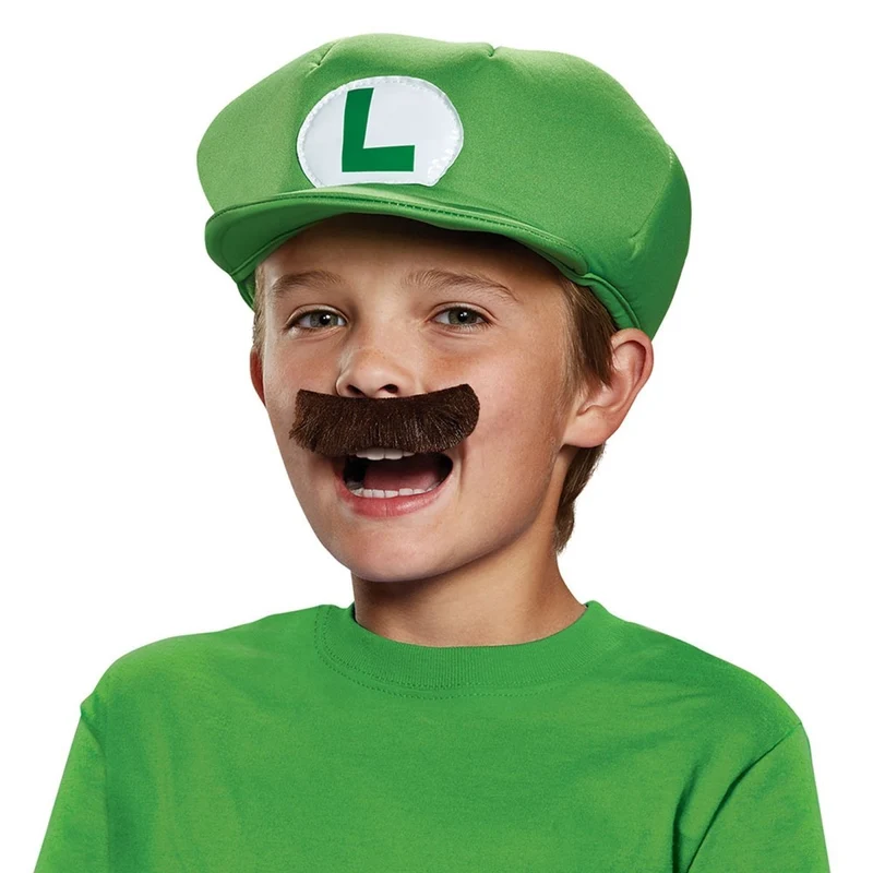 Luigi Hat and Mustache for Kids, Super Mario Bros
