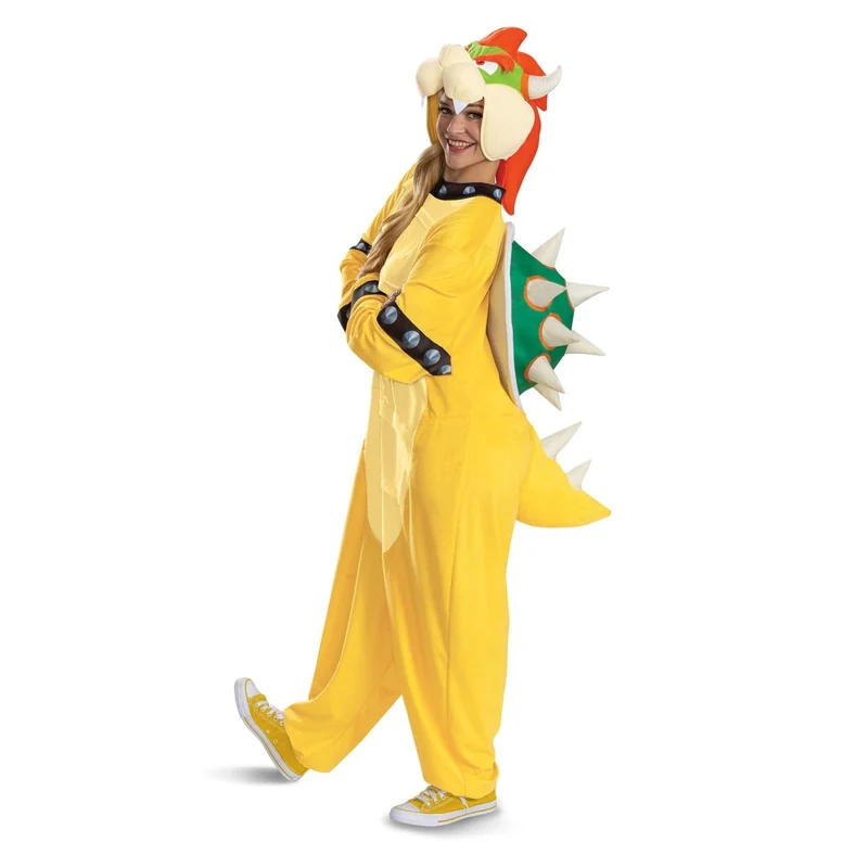 Bowser Jumpsuit Costume for Adults, Super Mario Bros, Jumpsuit and Headpiece