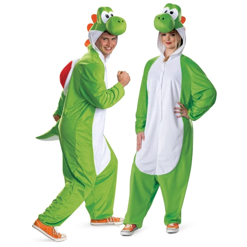 Yoshi Hooded Jumpsuit Costume for Adults, Super Mario Bros