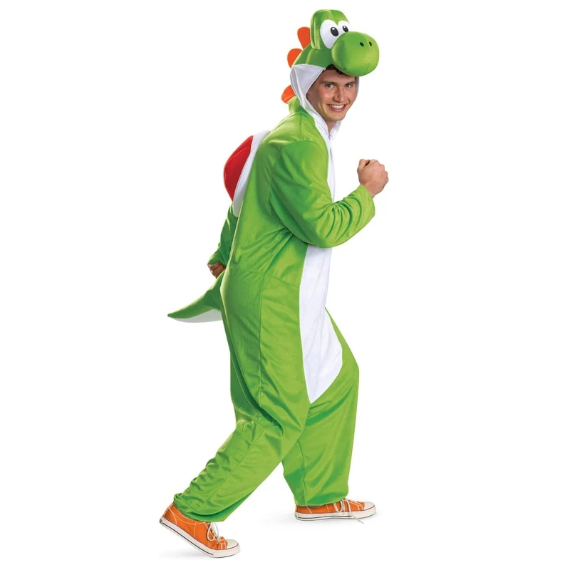 Yoshi Hooded Jumpsuit Costume for Adults, Super Mario Bros