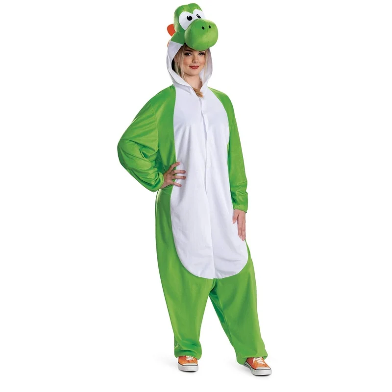 Yoshi Hooded Jumpsuit Costume for Adults, Super Mario Bros