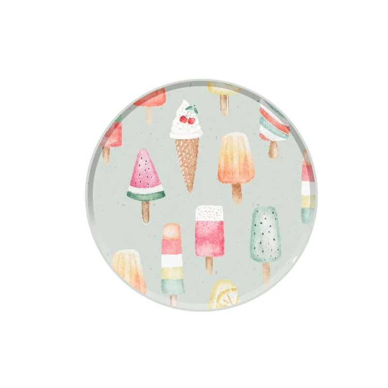 Frosty Delight Birthday Small Round Dessert Paper Plates, 7 Inches, 8 Count