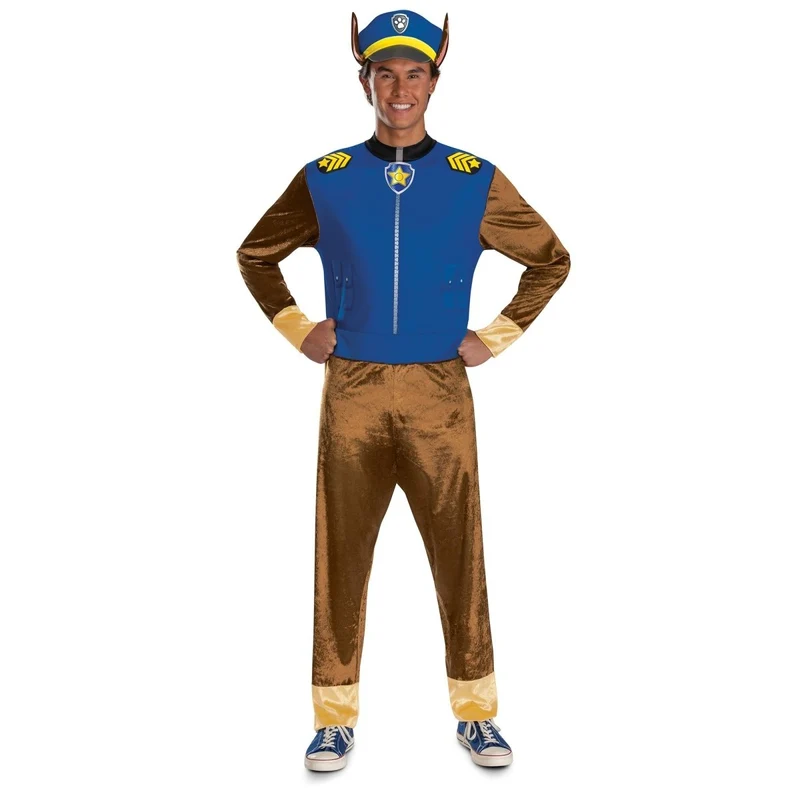 Chase Plus Size Classic Costume for Adults, Paw Patrol, Jumpsuit and headpiece