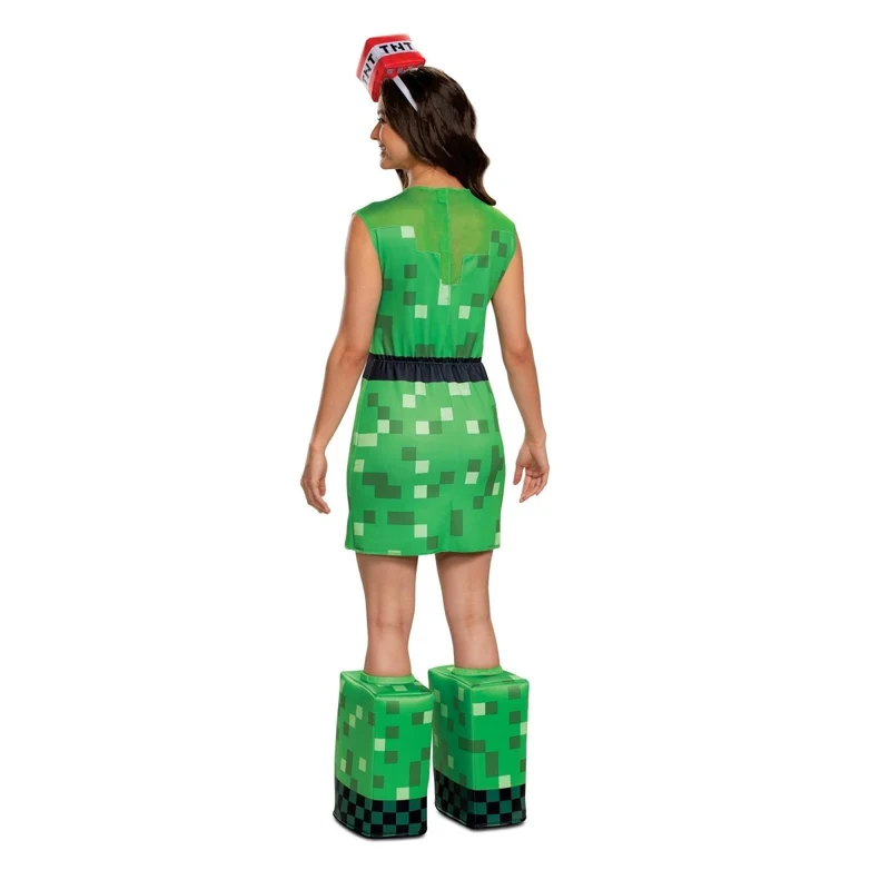 Creeper Costume for Adults, Minecraft, Dress, leg warmers and headpiece
