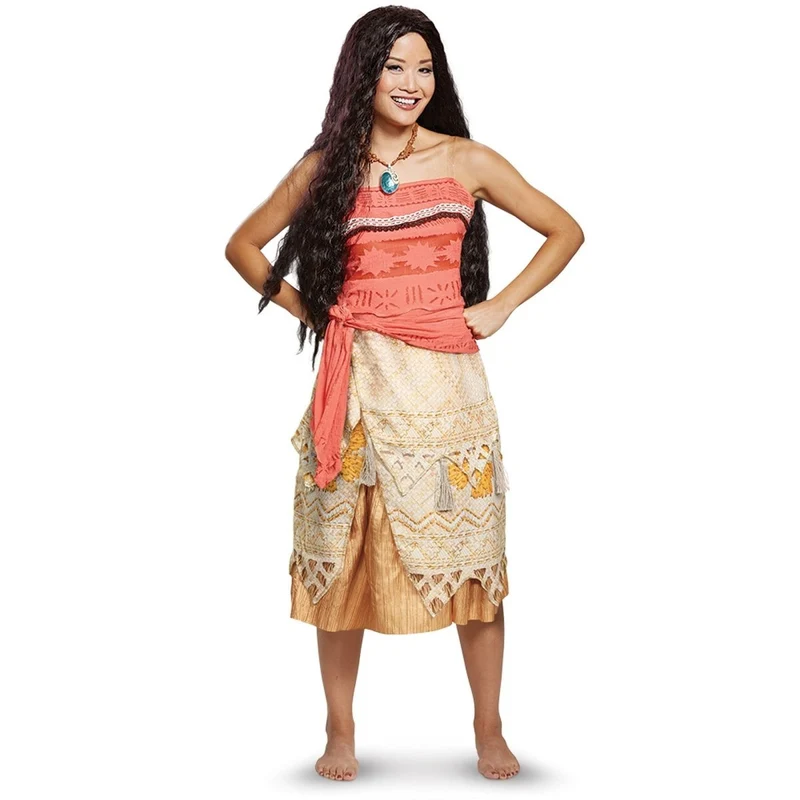 Moana Deluxe Costume for Adults, Disney, Top, Skirt and Necklace